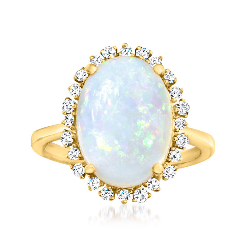 Opal and .30 ct. t.w. Diamond Ring in 14kt Yellow Gold image number 0