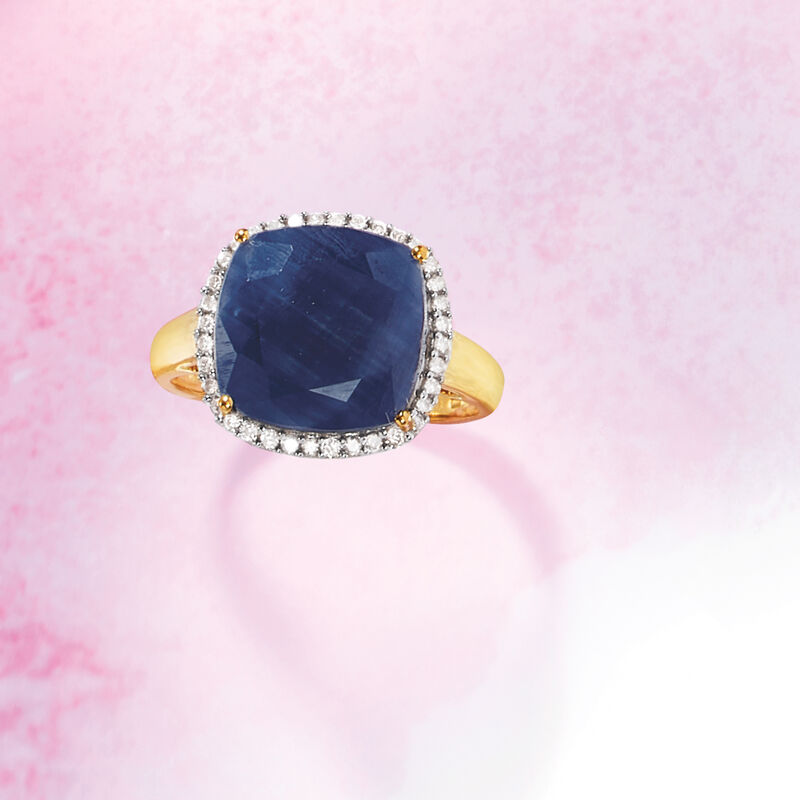 7.10 Carat Sapphire and .16 ct. t.w. Diamond Ring in 14kt Yellow Gold image number 3