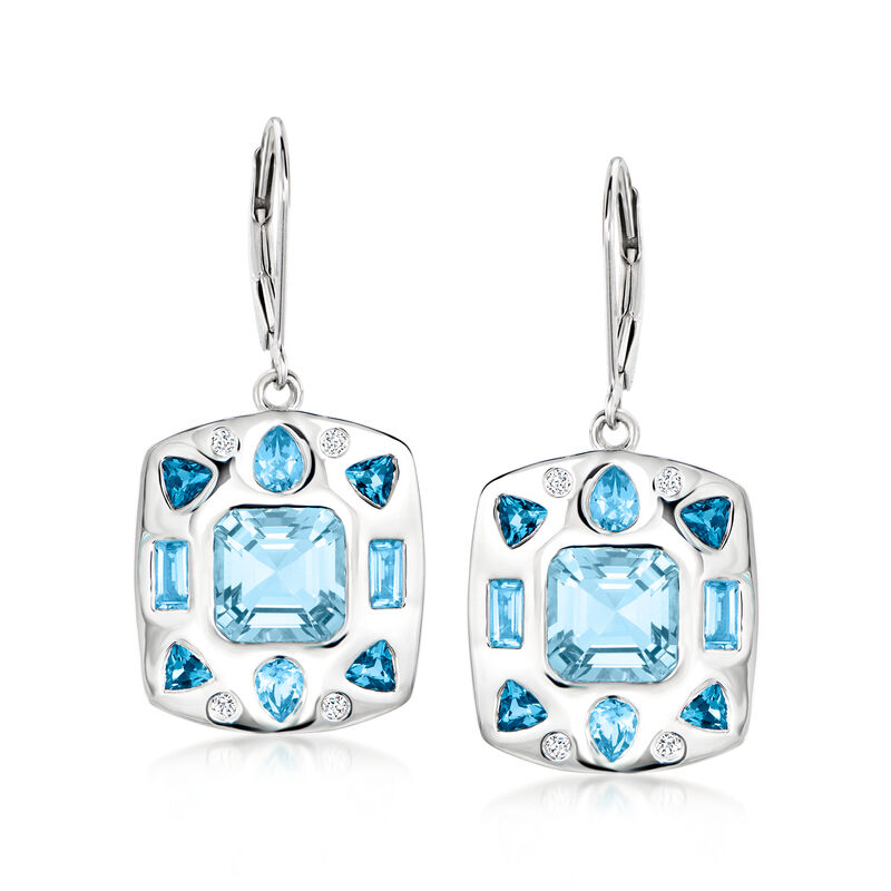 6.00 ct. t.w. Sky Blue Topaz and 2.30 ct. t.w. Multi-Gemstone Drop Earrings in Sterling Silver  image number 0
