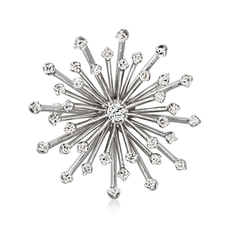 C. 1970 Vintage 1.45 ct. t.w. Diamond Starburst Pin in 14kt White Gold  image number 0
