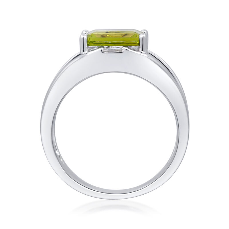 2.30 Carat Peridot Open-Space Ring with White Topaz in Sterling Silver image number 2