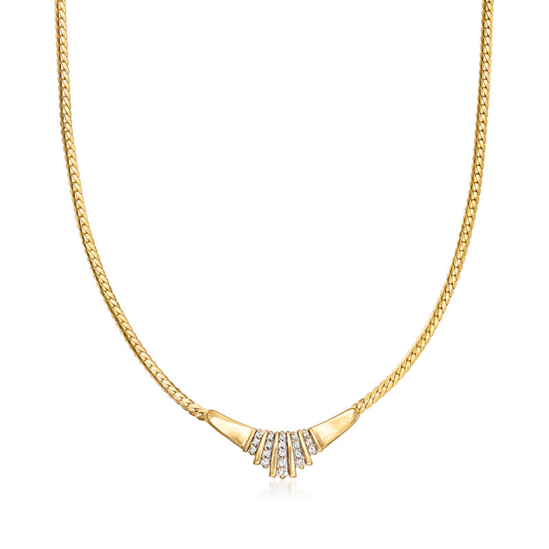 C. 1990 Vintage .25 ct. t.w. Diamond V-Necklace in 14kt Yellow Gold. 17" image number 0