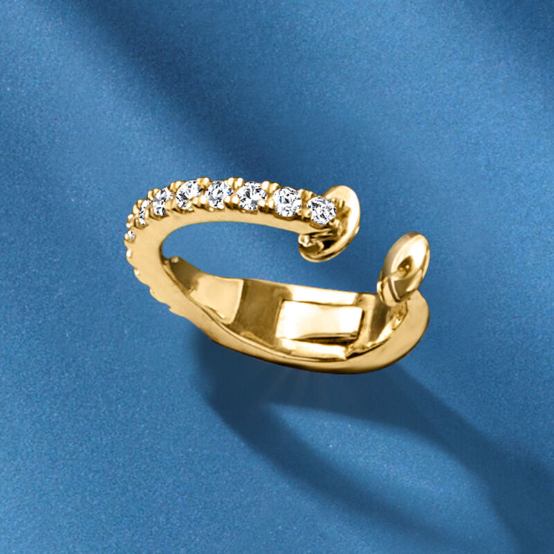 Diamond Single Ear Cuff in 14kt Yellow Gold image number 2