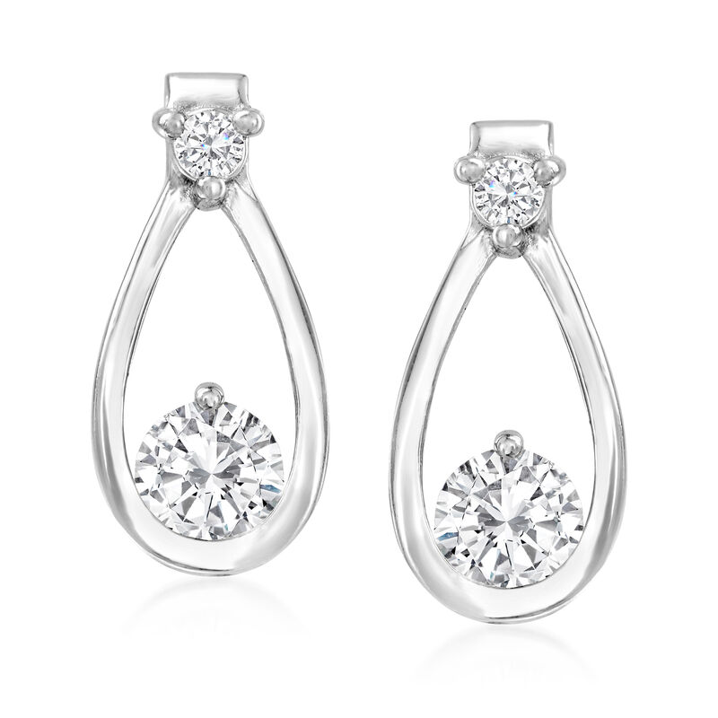 1.40 ct. t.w. CZ Jewelry Set: Pendant Necklace and Drop Earrings in Sterling Silver image number 2
