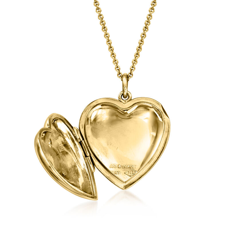 C. 1960 Vintage Tiffany Jewelry 14kt Yellow Gold Heart Locket Necklace image number 2
