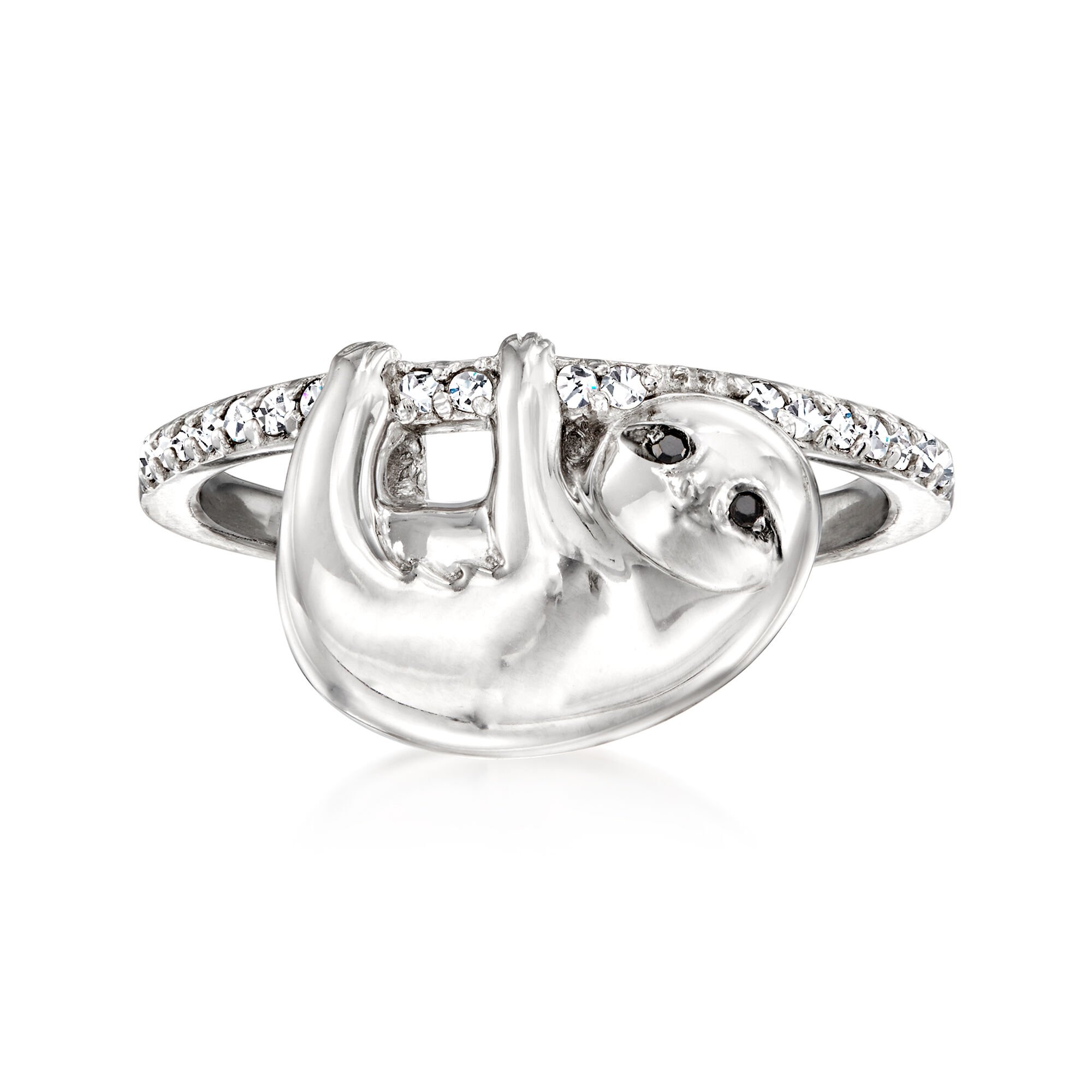 13 ct. t.w. Black and White Diamond Sloth Ring in Sterling