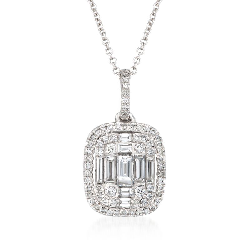 Simon G. .56 ct. t.w. Diamond Pendant Necklace in 18kt White Gold. 17&quot; image number 1