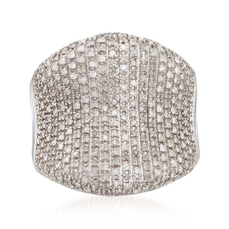 1.50 ct. t.w. Pave Diamond Concave Ring in Sterling Silver image number 0
