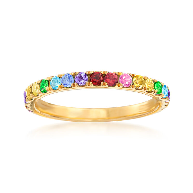 .64 ct. t.w. Multi-Gemstone Rainbow Ring in 18kt Gold Over Sterling image number 0