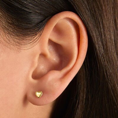 14kt Yellow Gold Heart Flat-Back Stud Earrings