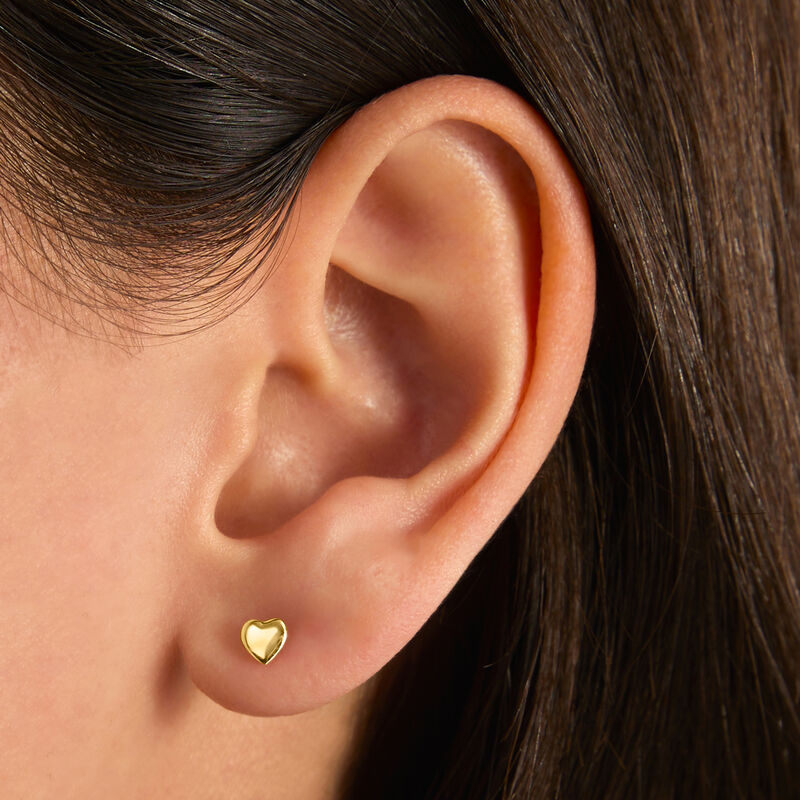 14kt Yellow Gold Heart Flat-Back Stud Earrings  image number 4