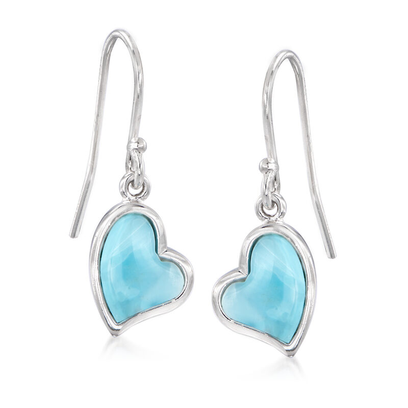 Larimar Heart Drop Earrings in Sterling Silver image number 0
