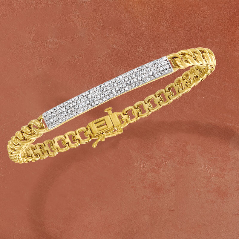 .50 ct. t.w. Diamond Bar-Link Bracelet in 18kt Gold Over Sterling image number 2