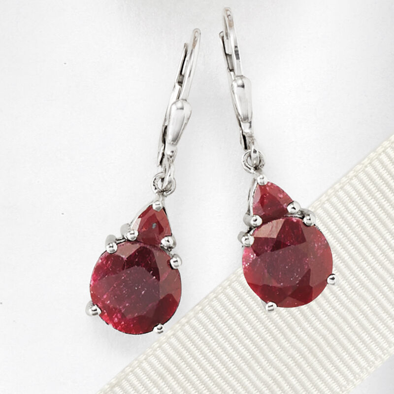 6.50 ct. t.w. Ruby Drop Earrings in Sterling Silver image number 2
