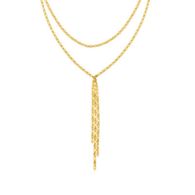 14kt Yellow Gold Mirror-Link Layered Choker Necklace