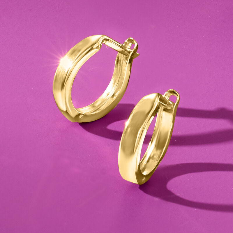 14kt Yellow Gold Huggie Hoop Earrings. 1/2&quot; image number 1