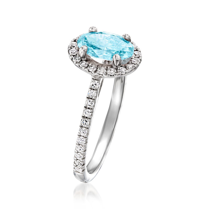 1.35 ct. t.w. Blue and White Lab-Grown Diamond Ring in 14kt White Gold image number 2