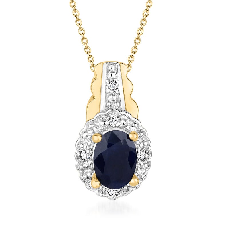 1.80 ct. t.w. Sapphire Jewelry Set with White Topaz Accents: Earrings and Pendant Necklace in 18kt Gold Over Sterling. 18&quot; image number 1