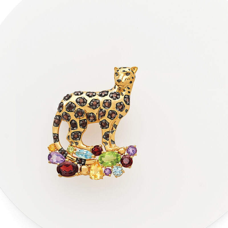 3.80 ct. t.w. Multi-Stone Panther Pin Pendant in 18kt Gold Over Sterling image number 2