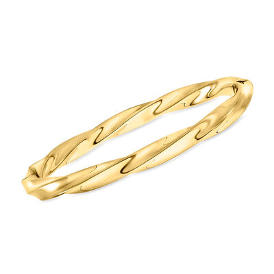 C. 1980 Vintage 14kt Yellow Gold Twisted Bangle Bracelet
