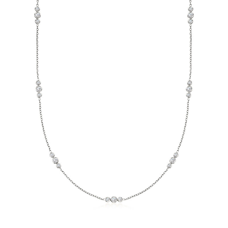 1.00 ct. t.w. Diamond Trio Station Necklace in 14kt White Gold image number 0