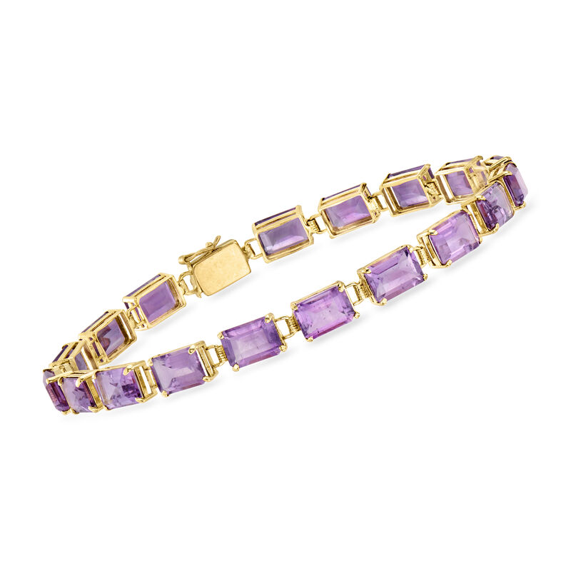 C. 1980 Vintage 16.20 ct. t.w. Amethyst Bracelet in 14kt Yellow Gold. 7.25" image number 0
