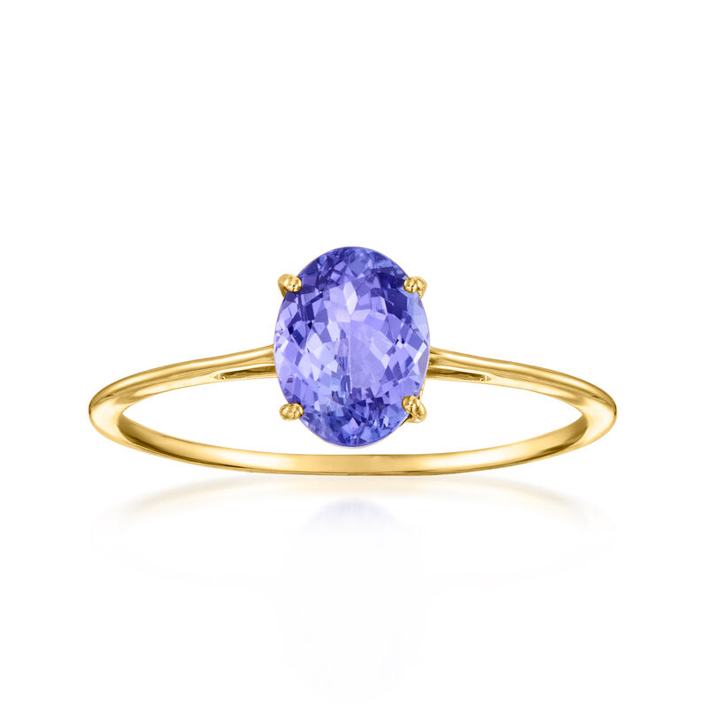 1.30 Carat Oval Tanzanite Ring in 14kt Yellow Gold image number 0