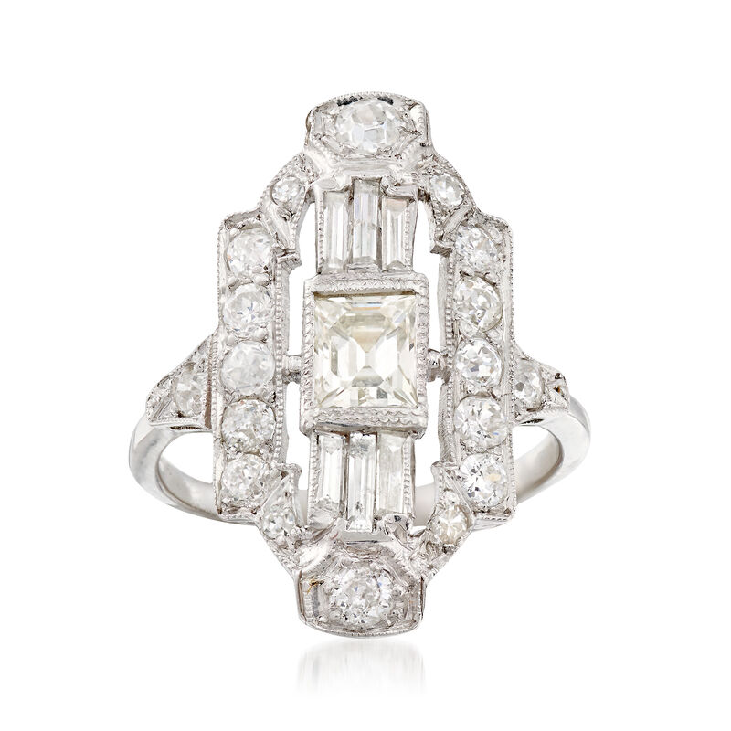 C. 1960 Vintage 1.87 ct. t.w. Diamond Dinner Ring in Platinum. Size 6 image number 0