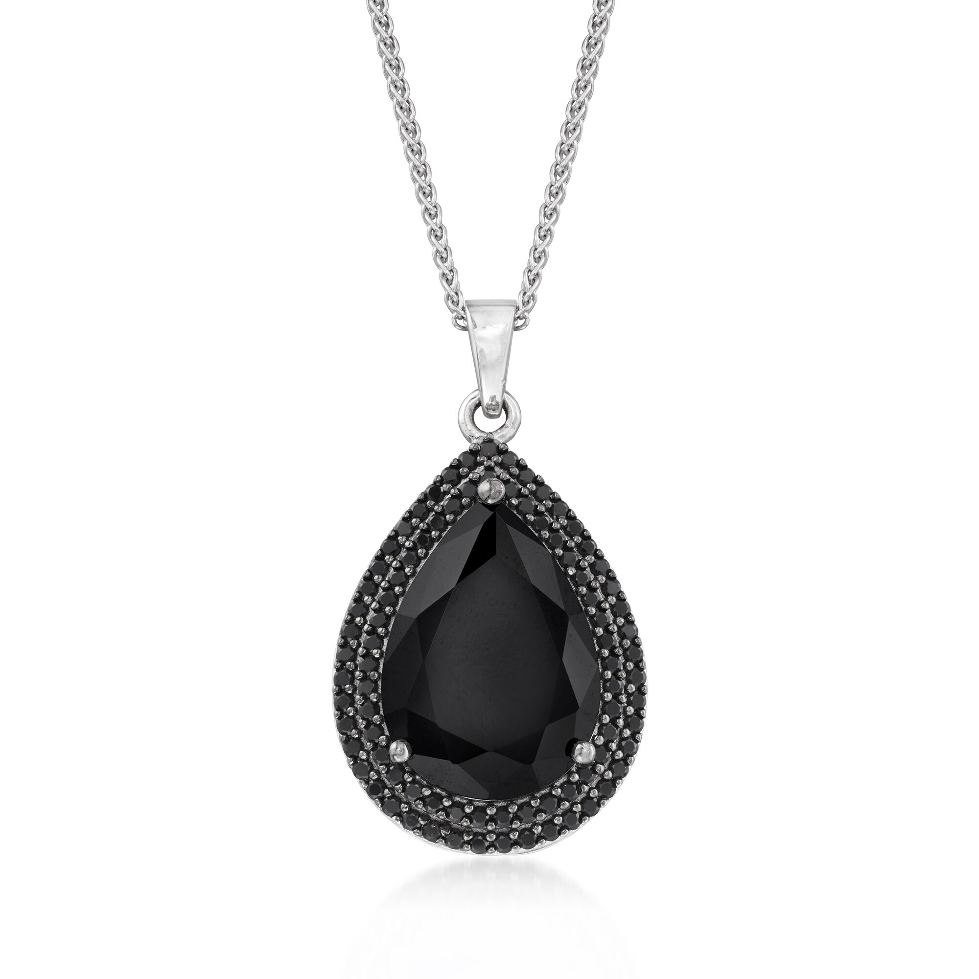 ★MIDNIGHT MOMENT.★ rhombic spinel necklace 5.20 ct. t.w. Black Spinel Pendant Necklace in Sterling Silver