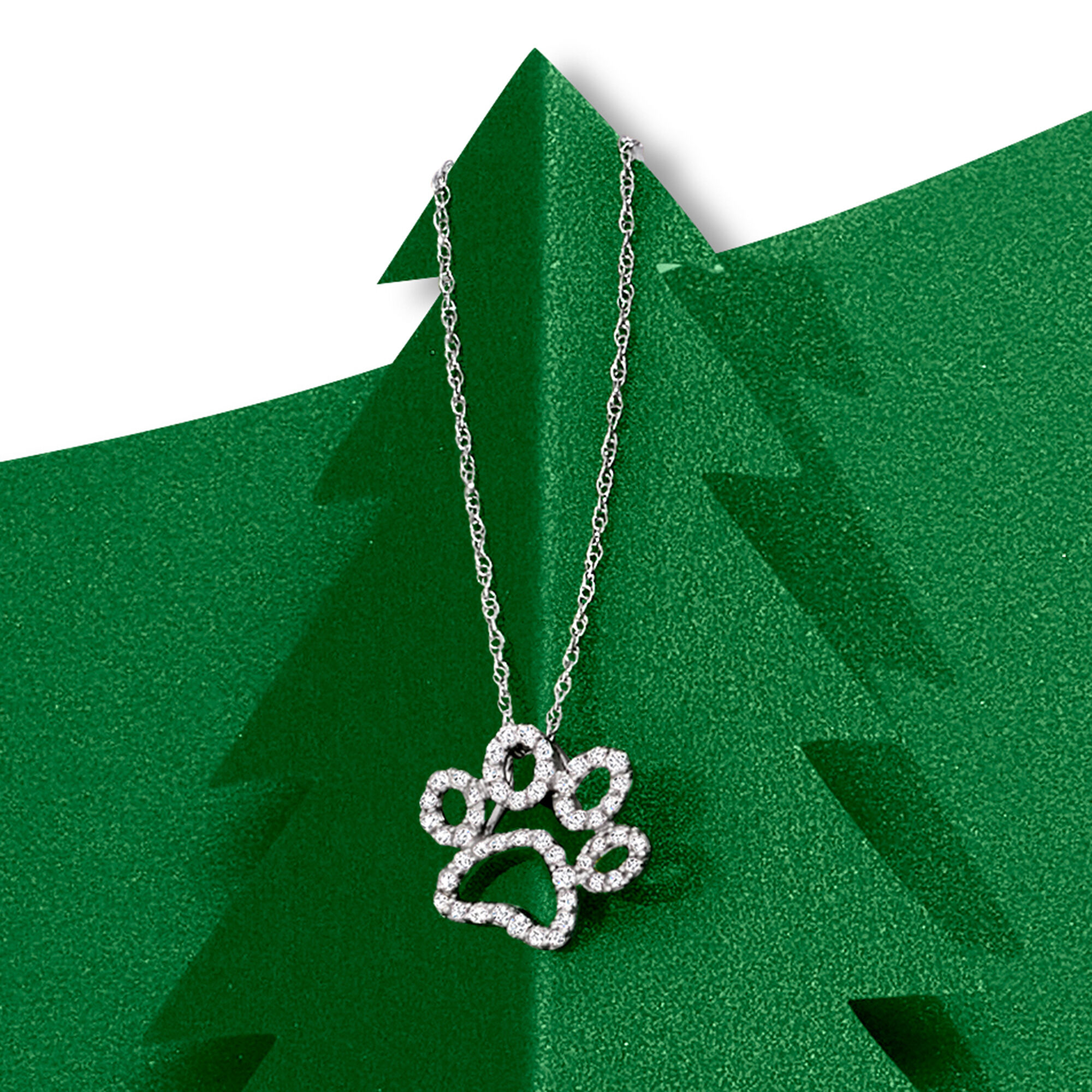 White gold paw print necklace cheap