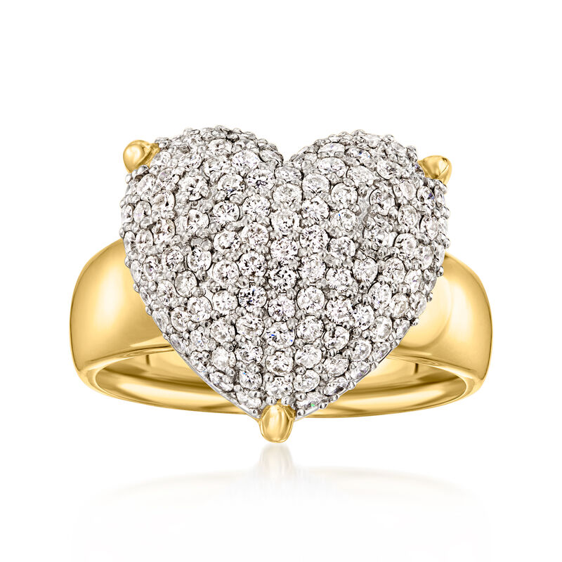 C. 1990 Vintage 1.28 ct. t.w. Diamond Heart Ring in 18kt Yellow Gold. Size 7 image number 0