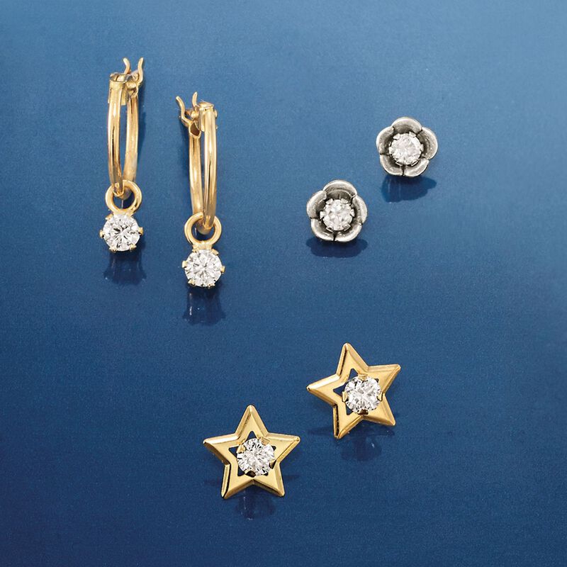 .20 ct. t.w. CZ Star Stud Earrings in 14kt Yellow Gold image number 2