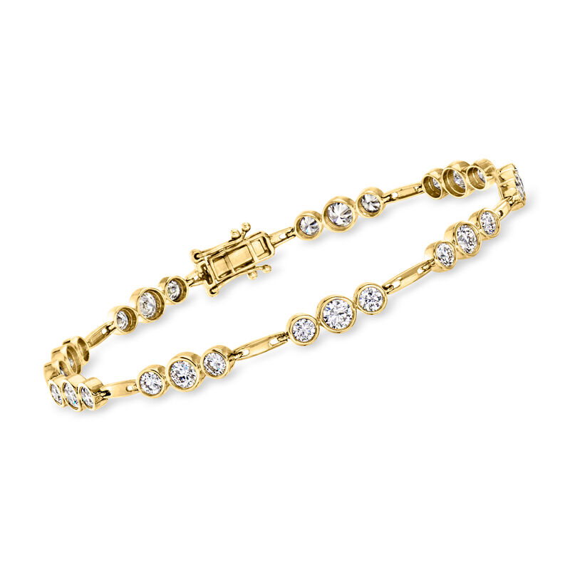 3.00 ct. t.w. Bezel-Set Lab-Grown Diamond Station Bracelet in 14kt Yellow Gold image number 0