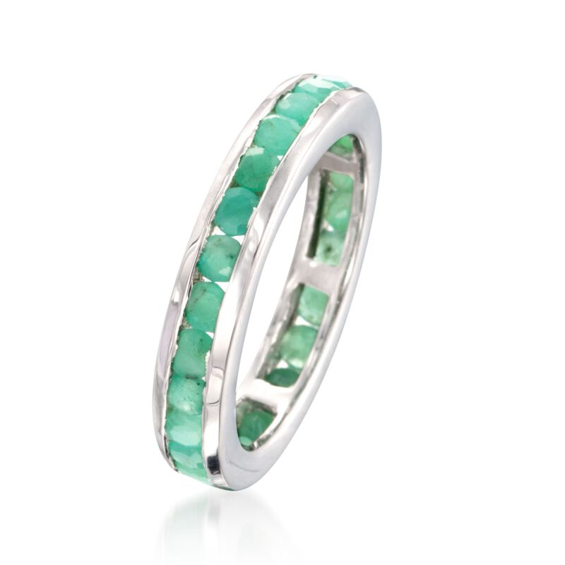 1.60 ct. t.w. Channel-Set Emerald Eternity Band in Sterling Silver image number 2