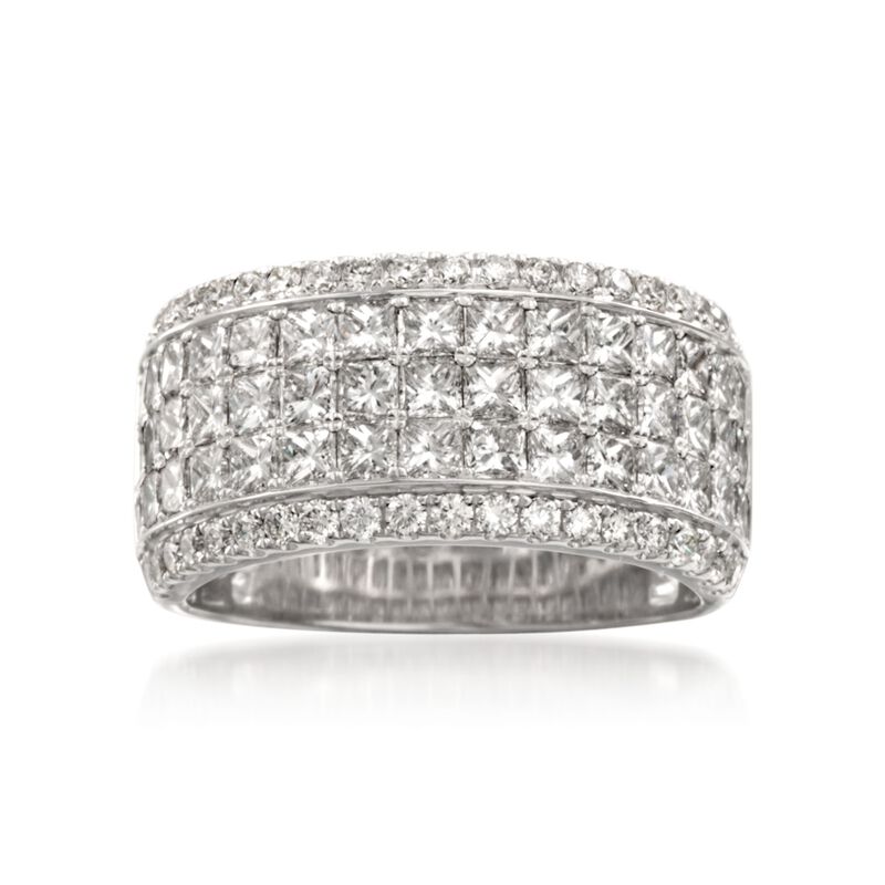 Simon G. 2.94 ct. t.w. Princess-Cut and Round Diamond Band Ring in 18kt White Gold image number 0