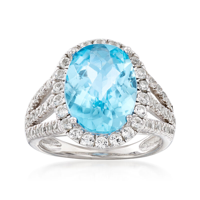 5.80 ct. t.w. Swiss Blue and White Topaz Ring in Sterling Silver image number 0