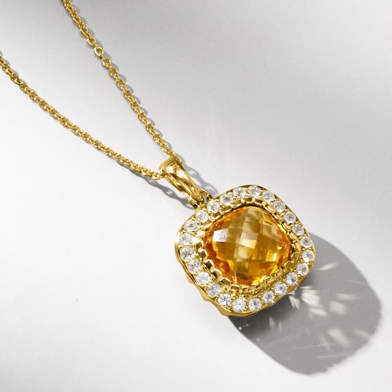 6.25 Carat Citrine and .90 ct. t.w. White Topaz Pendant Necklace in 18kt Gold Over Sterling image number 2