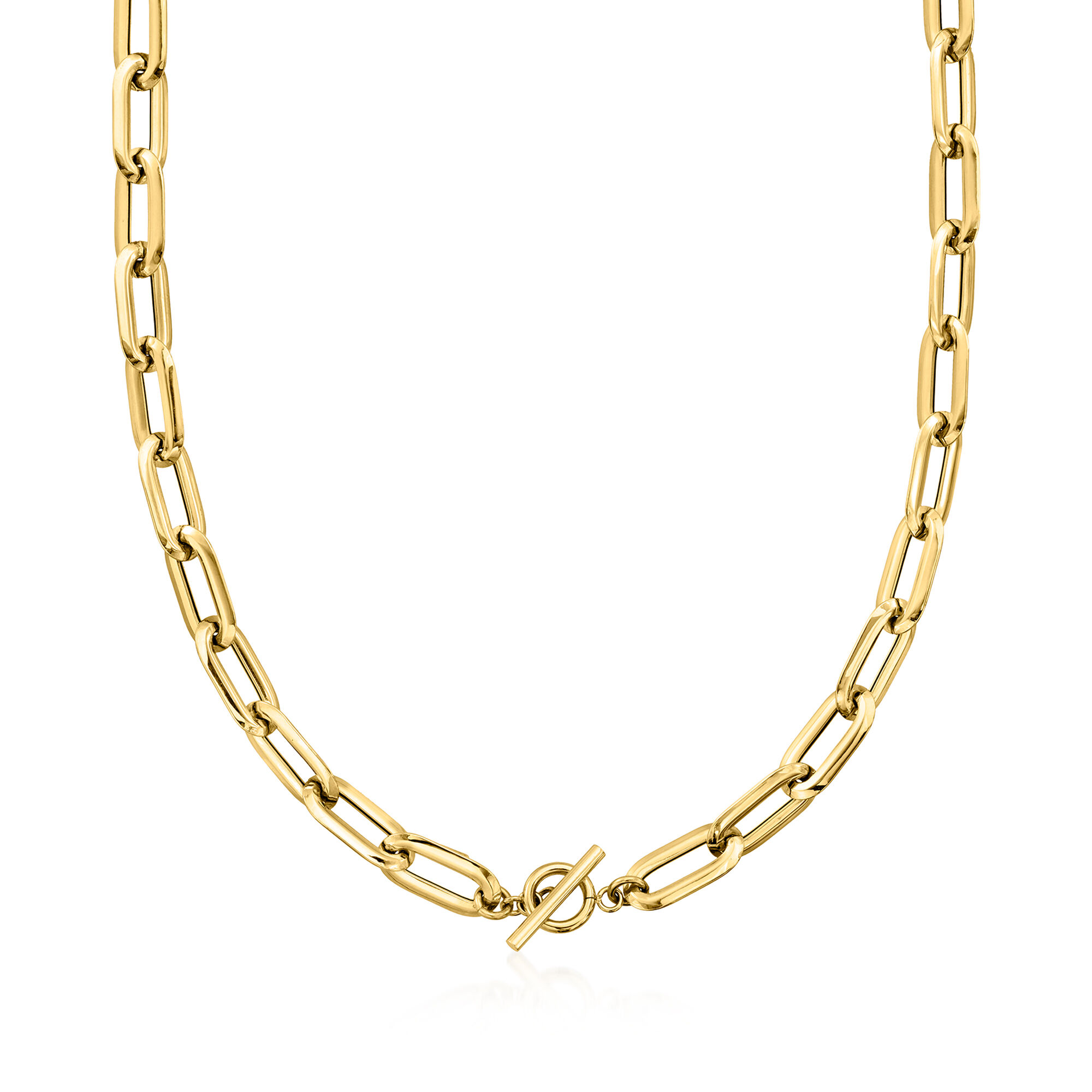 Italian 14kt Yellow Gold Paper Clip Link Toggle Necklace | Ross Simons