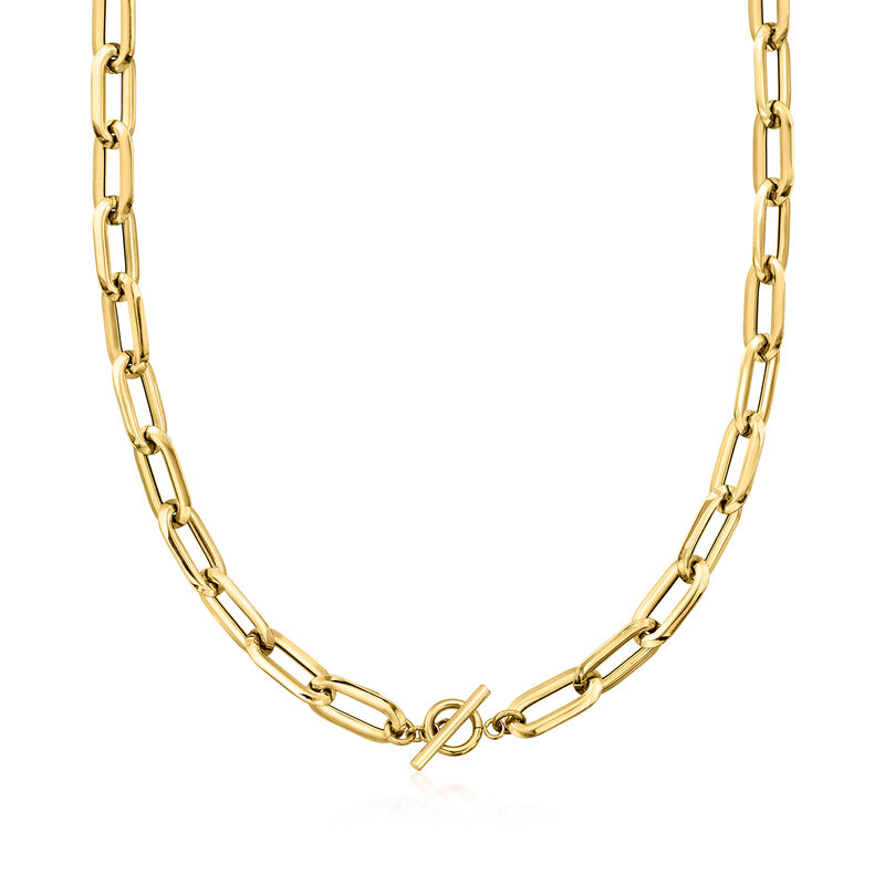 Italian 14kt Yellow Gold Paper Clip Link Toggle Necklace image number 0