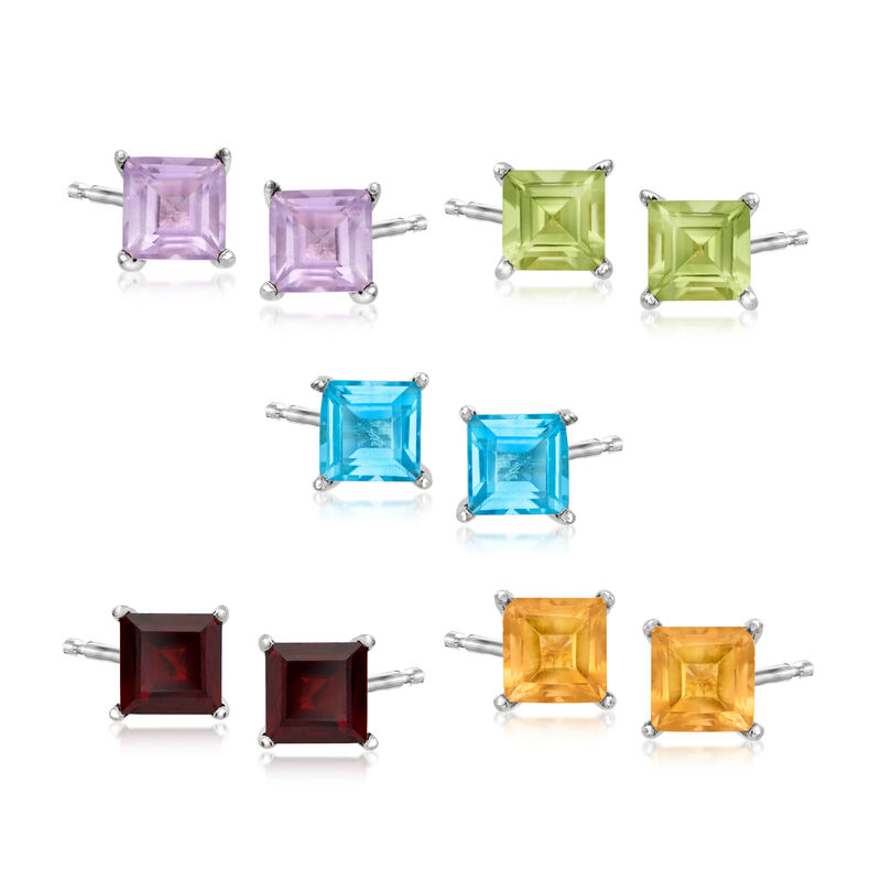 7.20 ct. t.w. Multi-Gemstone Jewelry Set: Five Pairs of Stud Earrings in Sterling Silver  image number 0