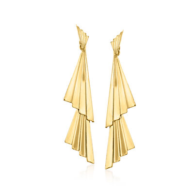 Italian 18kt Gold Over Sterling Fan Drop Earrings