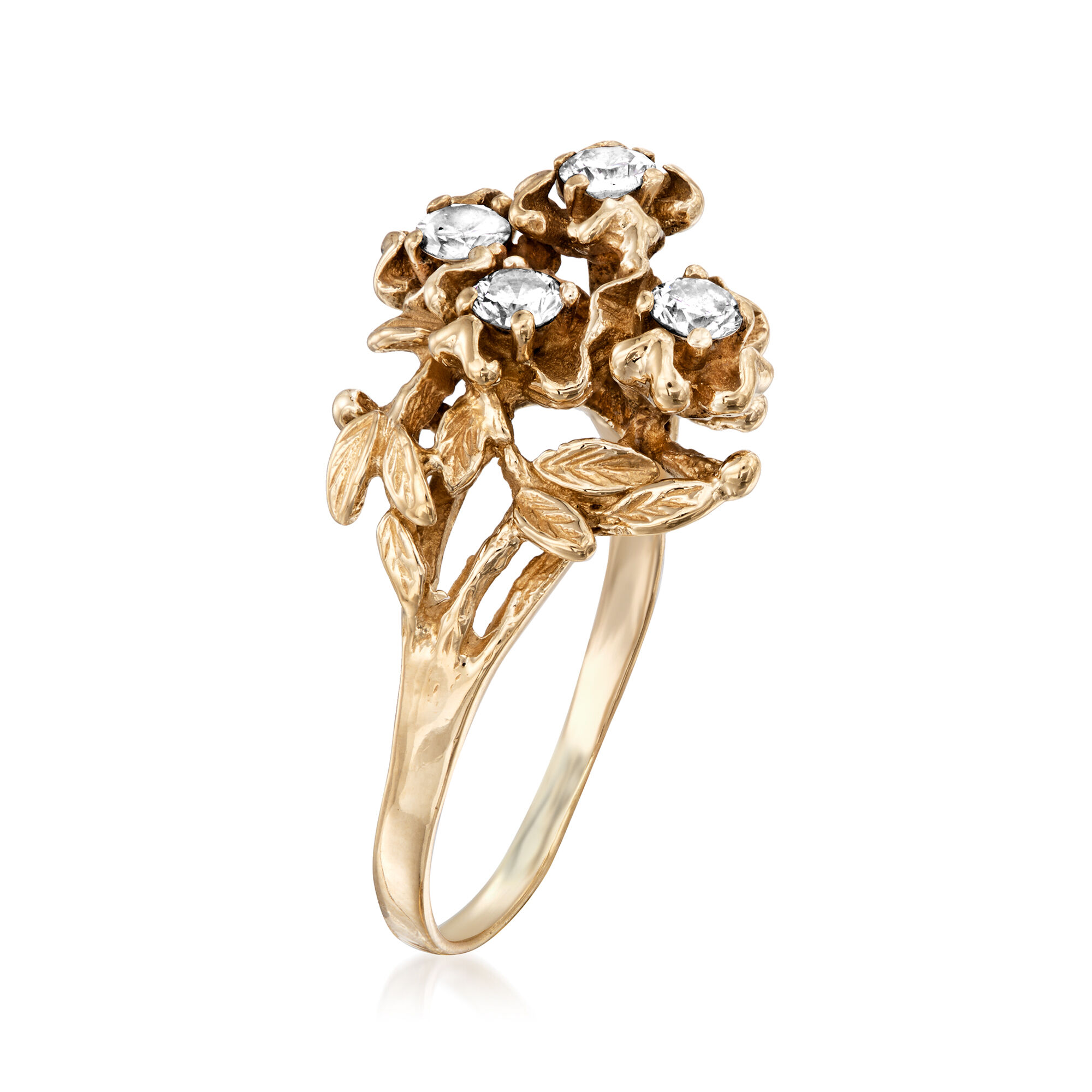 C. 1980 Vintage .50 ct. t.w. Diamond Flower Bouquet Ring in 14kt