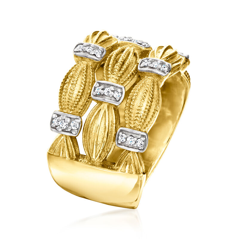 .12 ct. t.w. Diamond Ruffle-Station Ring in 18kt Gold Over Sterling image number 2