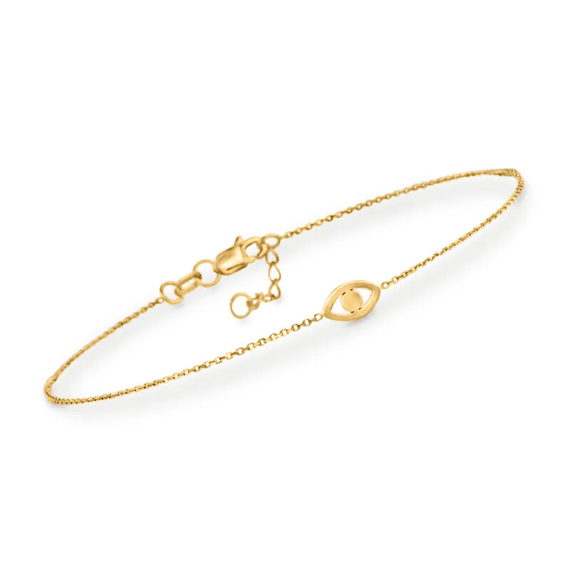 14kt Yellow Gold Evil Eye Bracelet. 7&quot; image number 0