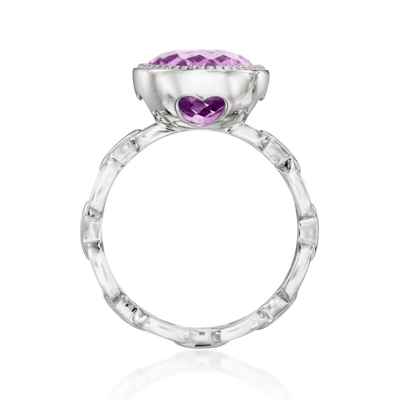 3.90 Carat Amethyst Link Ring in Sterling Silver image number 3