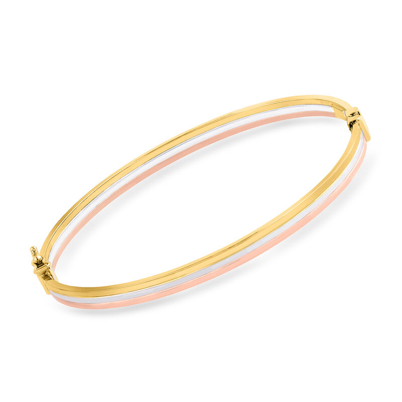 Italian 14kt Tri-Colored Gold Bangle Bracelet. 8&quot; image number 0
