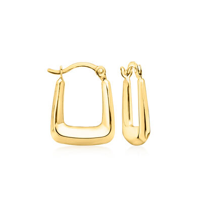 10kt Yellow Gold Squared Huggie Hoop Earrings