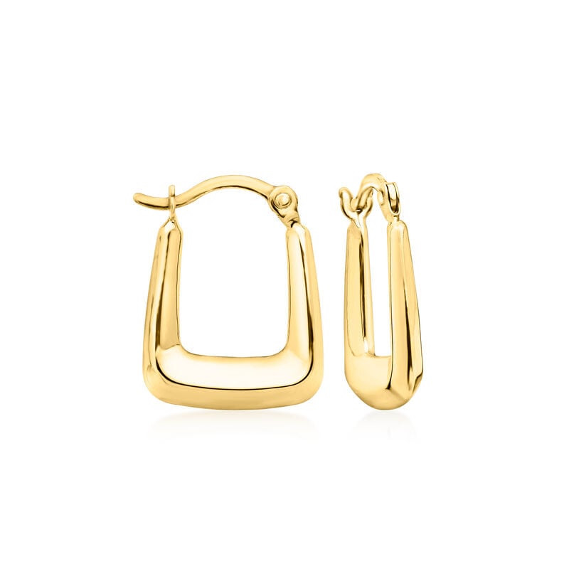 10kt Yellow Gold Squared Huggie Hoop Earrings. 5/8&quot; image number 0