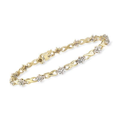 C. 1980 Vintage .75 ct. t.w. Diamond Cluster Bracelet in 10kt Yellow Gold