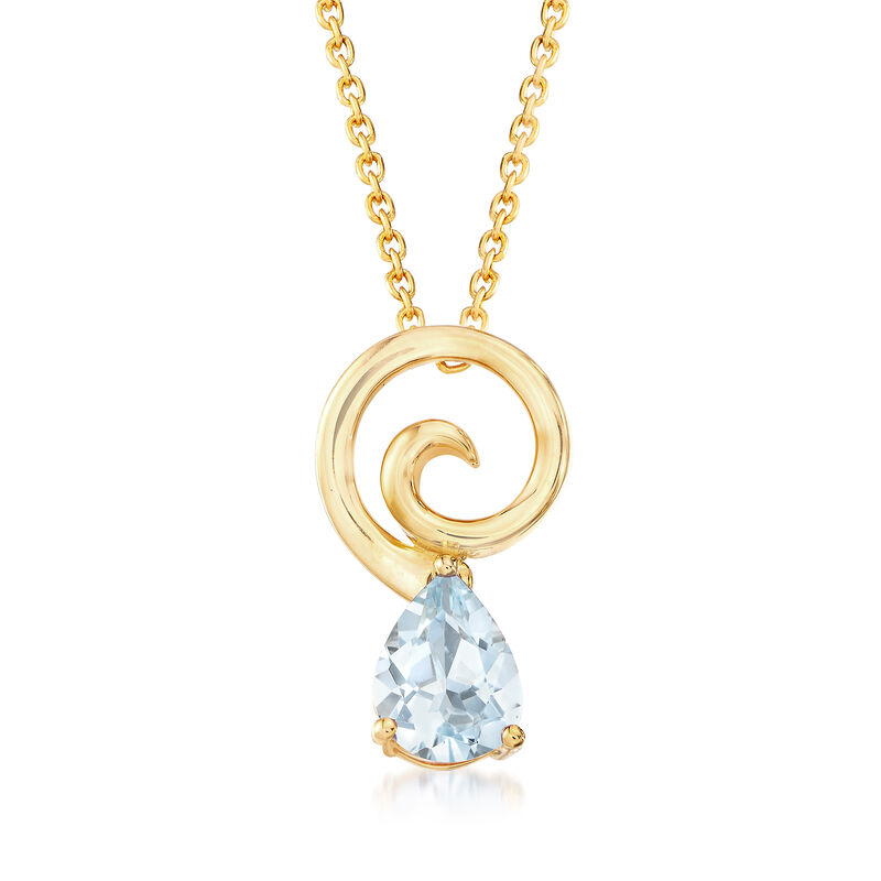 .80 Carat Aquamarine Pendant Necklace in 18kt Gold Over Sterling. 18&quot; image number 1